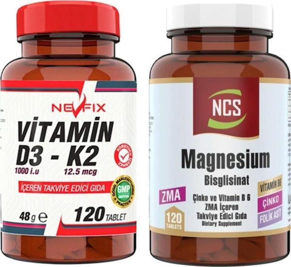 Nevfix Ncs Zma Magnesium 120 Tablet & Vitamin D3-K2 120 Tablet - Image 1