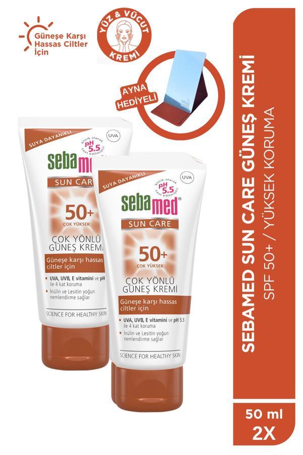 Sebamed Sun Care Spf 50+Üçlü Yüksek Koruma Güneş Kremi 50Ml X 2 Adet – Ayna Hediyeli Set - Image 1