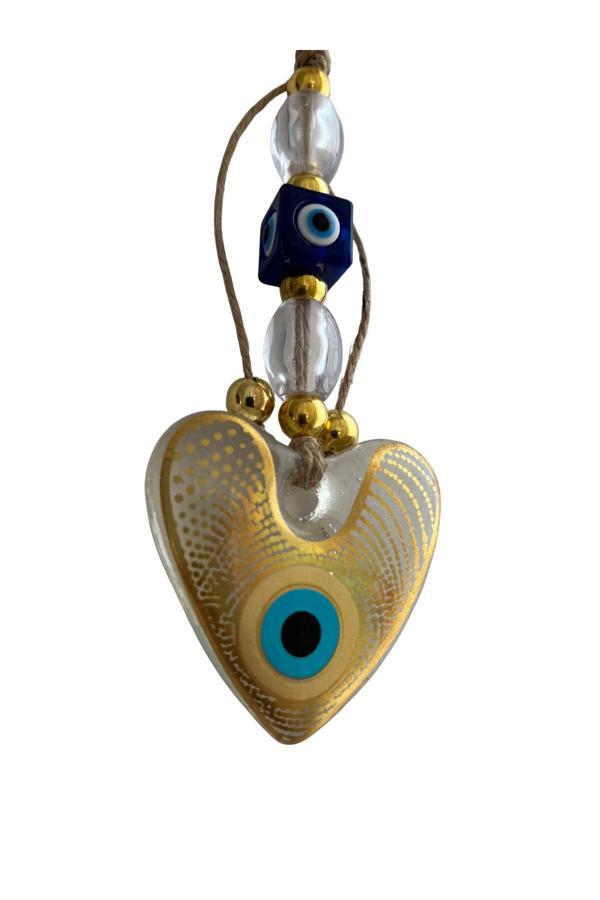 Nevce Store Kalp Nazar Boncuğu Duvar Süsü – Küçük Boy - Altın Detaylı - Ev & Ofis Dekor – Zarif Özel Hediye - Image 1