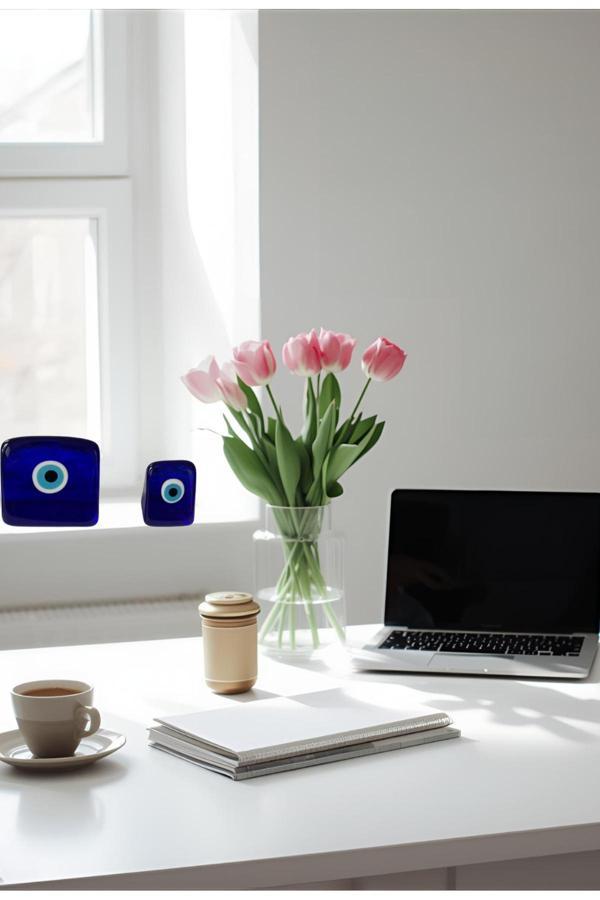 Nevce Store Modern Kare Nazar Boncuğu Seti 2'Li – Ev & Ofis Dekoru - Pozitif Enerji Ve Şık Objeler - Image 1