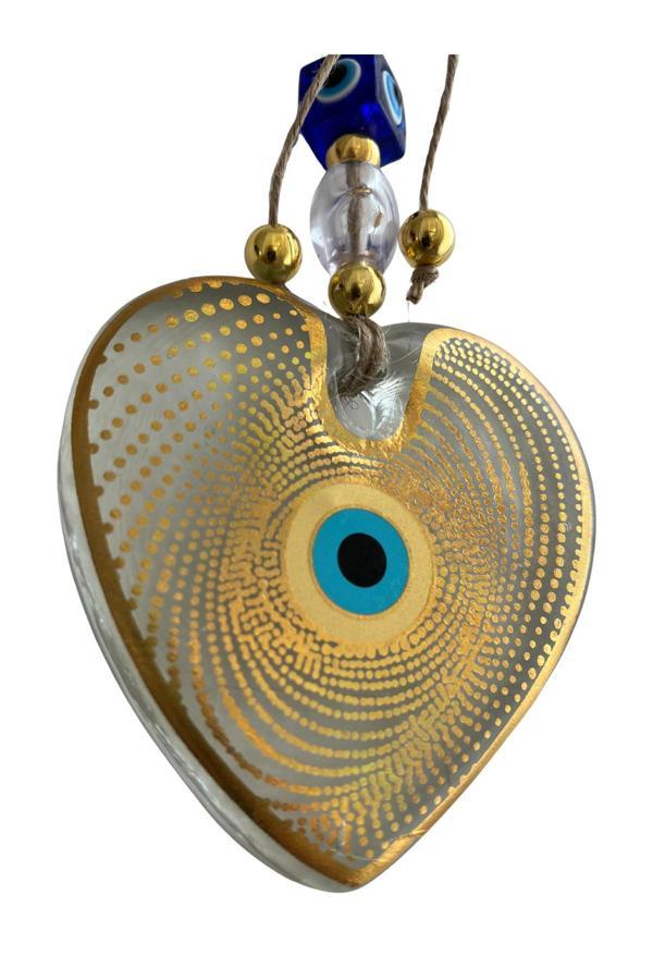 Nevce Store Kalp Nazar Boncuğu Duvar Süsü – Büyük Boy - Altın Detaylı - Ev & Ofis Dekor – Zarif Özel Hediye - Image 1