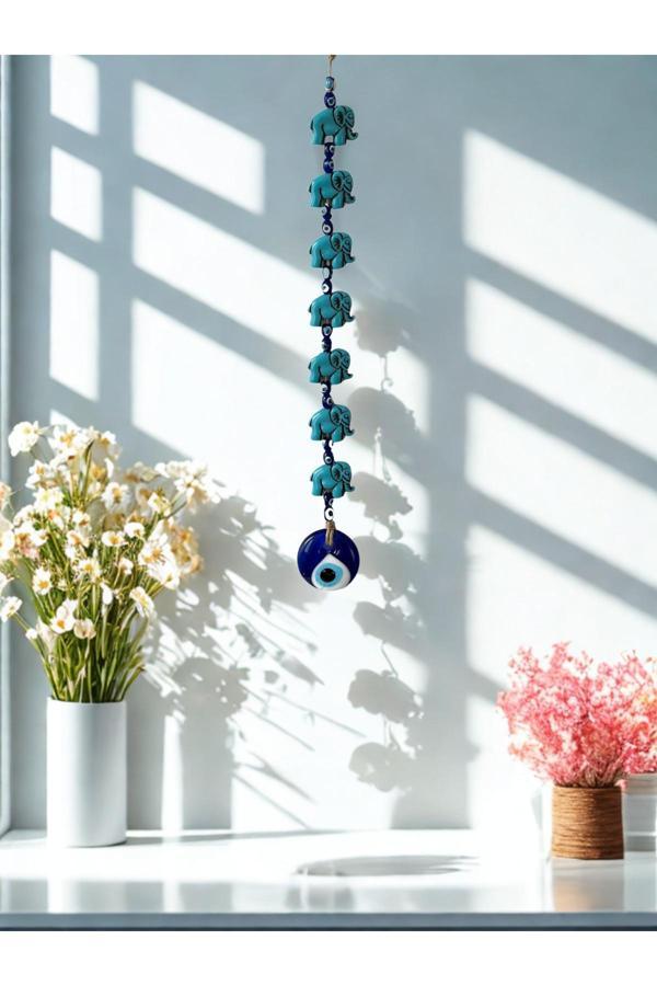 Nevce Store 7’Li Fil Figürlü Nazar Boncuklu Duvar Süsü – Şans Ve Bereket Sembolü - Dekoratif Aksesuar - Image 1