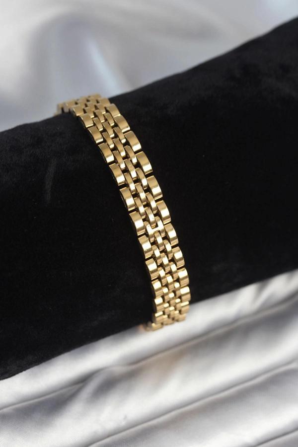 316L Çelik 9 mm Kalınlıkta Gold Renkli Erkek Bileklik - Image 1