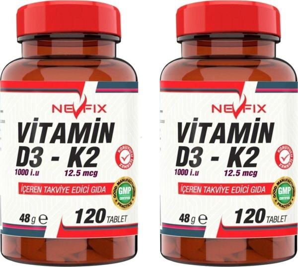 Nevfix Vitamin D3-K2 120 Tablet 2 Kutu - Image 1