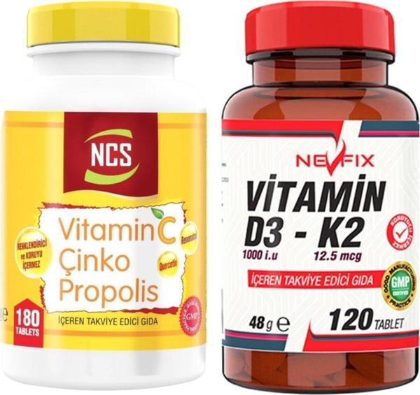 Ncs Vitamin C Propolis 180 Tablet & Nevfix Vitamin D3-K2 120 Tablet - Image 1