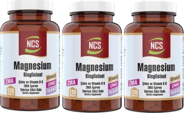 Ncs Zma 120 Tablet Çinko Folic Acid Vitamin B 6 Magnezyum Bisglisinat 3 Adet - Image 1