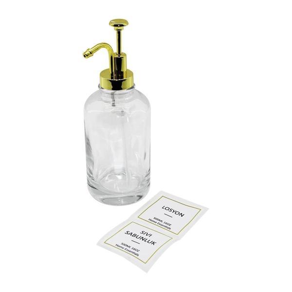 Yuvarlak Şeffaf Cam Sıvı Sabunluk 500ml - Image 1