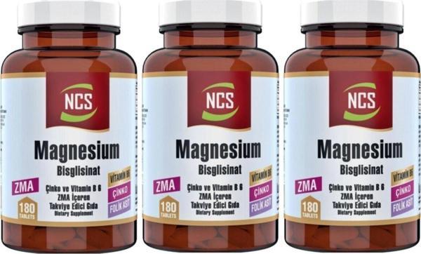 Ncs Zma 180 Tablet Çinko Folic Acid Vitamin B 6 Magnezyum Bisglisinat 3 Adet - Image 1