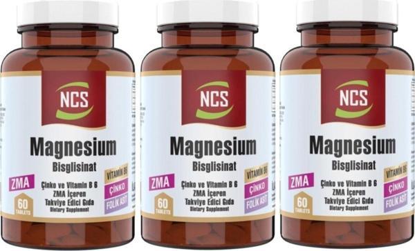 Ncs Zma 60 Tablet Çinko Folic Acid Vitamin B 6 Magnezyum Bisglisinat 3 Adet - Image 1
