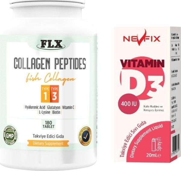 Nevfix Balık Kolajeni Tip 1 Tip 3 Fish Collagen 180 Tablet D3 - Image 1