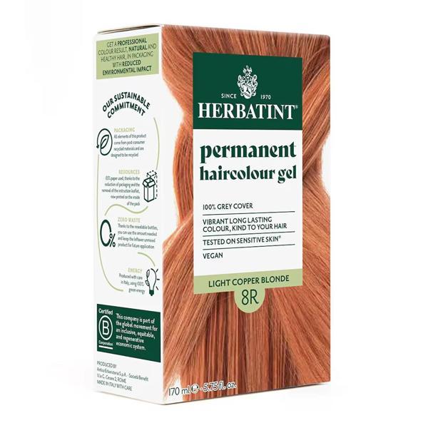 Herbatint Bitkisel Özlü Kalıcı Saç Boyası | Açık Bakır Kumral (Light Copper Blonde 8R) 170 ml - Image 1