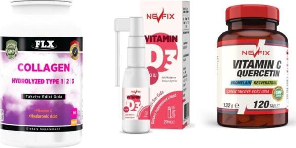 Nevfix C Vitamini+D3 Vitamini+Flx Collagen 90 Tablet - Image 1
