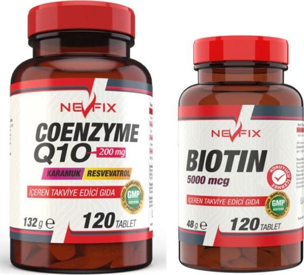 Nevfix Coenzyme 200 Mg 120 Tablet Biotin 5000 Mcg 120 Tablet - Image 1