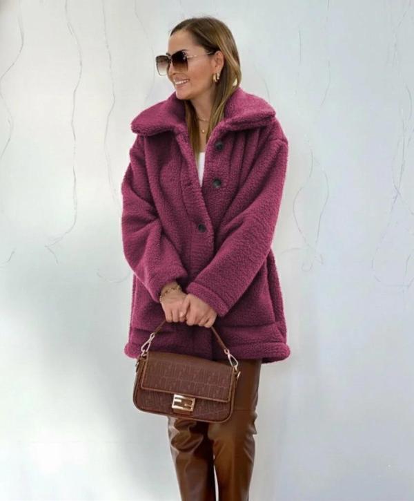 MDB Kadın Uzun Kollu Yakalı önden Düğmeli Welsoft Kaban - Image 1