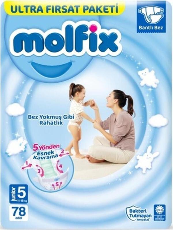 Molfix 5 Beden 3d Junior 78 Adet Ultra Fırsat Bebek Bezi - Image 1