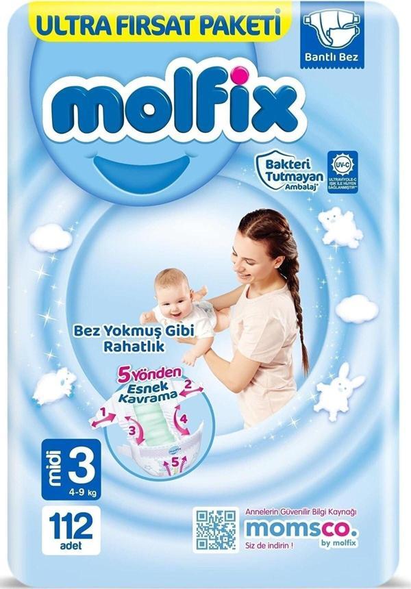 Molfix Bebek Bezi Ultra Fırsat Paketi Midi 3 Numara 112 Adet - Image 1