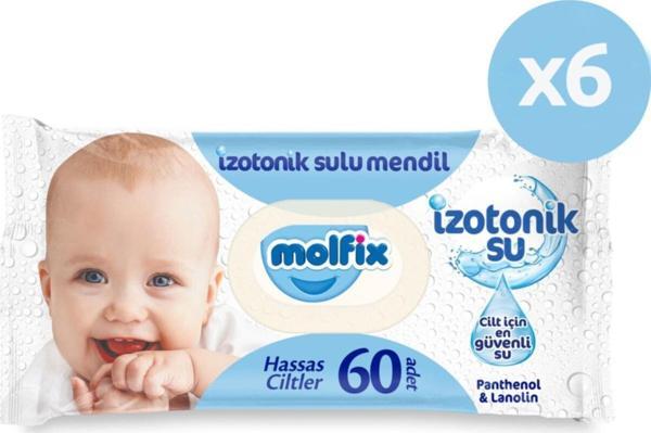 Molfix Izotonik Sulu Islak Mendil Hassas Ciltler 60'lı 6*60 360 Yaprak - Image 1
