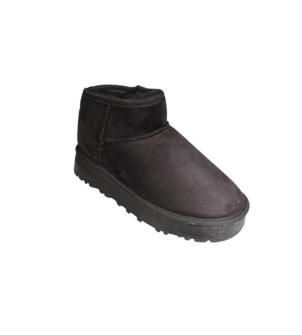 YAZKIŞ Kadın Deve Tüyü Siyah İçi Yünlü Bilekten Kalın Taban Mini Bot - Image 1