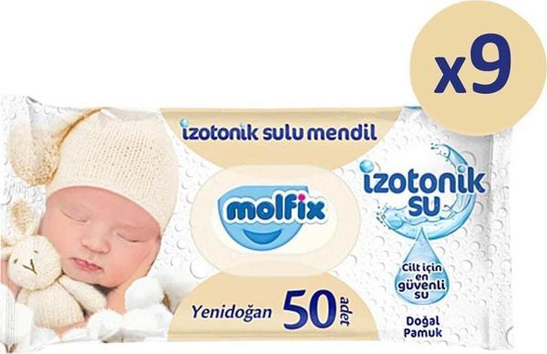 Molfix Yenidoğan Izotonik Islak Mendil 9 Paket X 50 Yaprak- 450 Yaprak - Image 1