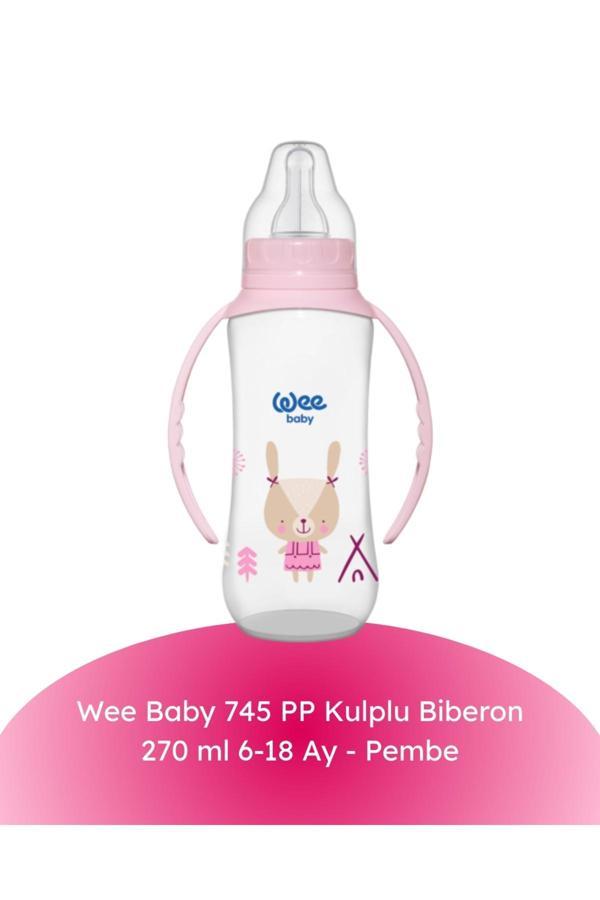 745 PP Kulplu Biberon 270 ml 6-18 Ay - Pembe - Image 1