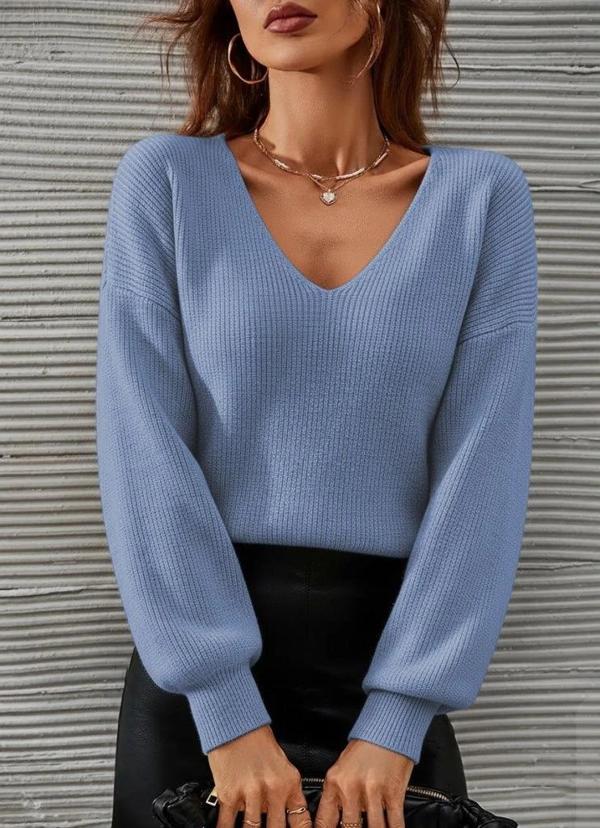 MDB Kadın Uzun Kollu V Yakalı Triko Bluz - Image 1