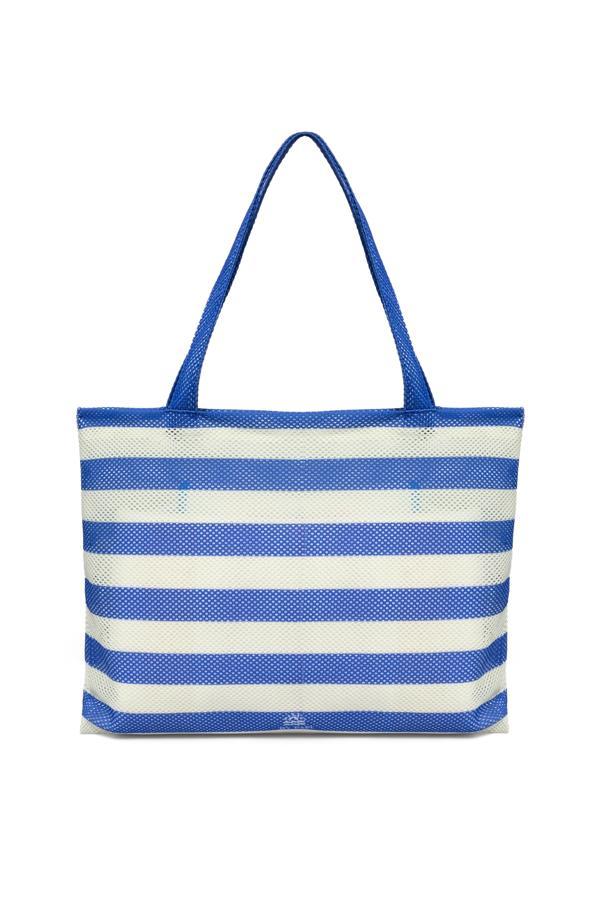 Çizgili Mavi Beyaz File Çanta - Image 1