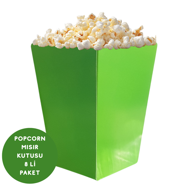 Yeşil Renkli Popcorn Mısır Kutusu 8 li Paket - Image 1