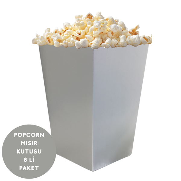 Gümüş Renkli Popcorn Mısır Kutusu 8 li Paket - Image 1