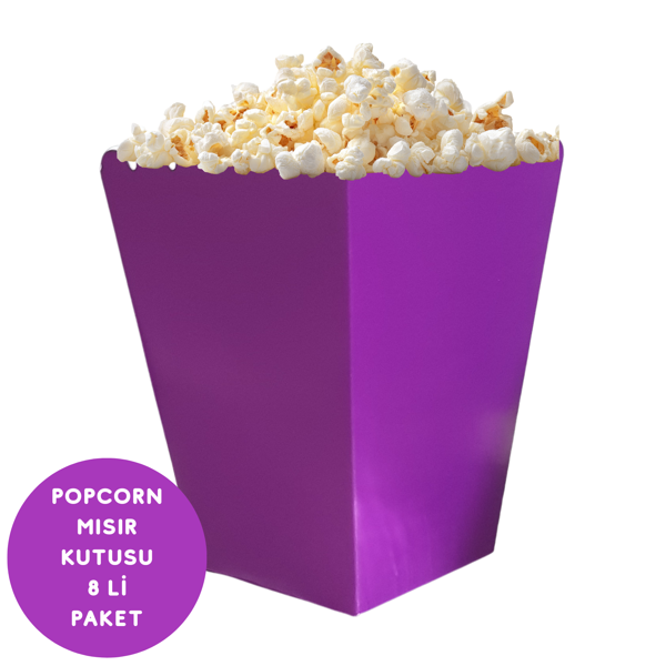 Mor Renkli Popcorn Mısır Kutusu 8 li Paket - Image 1