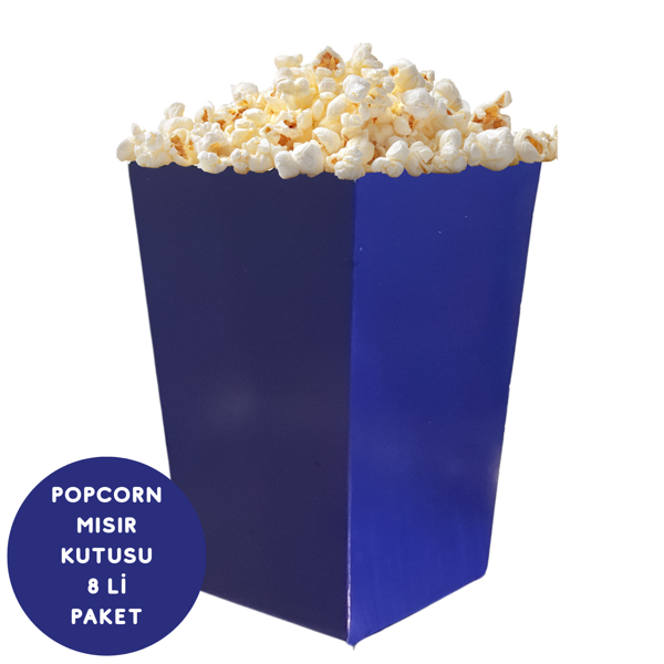 Lacivert Renkli Popcorn Mısır Kutusu 8 li Paket - Image 1