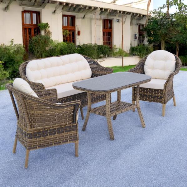 Orkide Rattan Bahçe Mobilya Takımı | 2+1+1+Masa | Rehome - Image 1