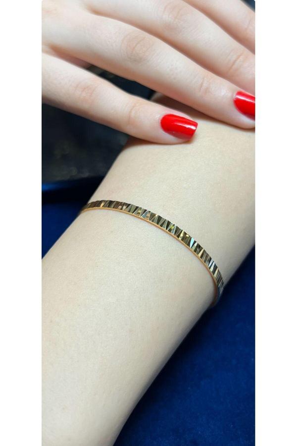 10 gr (Gram) Ters Düz Desenli Kibrit Çöpü Bilezik Yatırımlık İşçiliksiz 22 Ayar Altın - Image 1