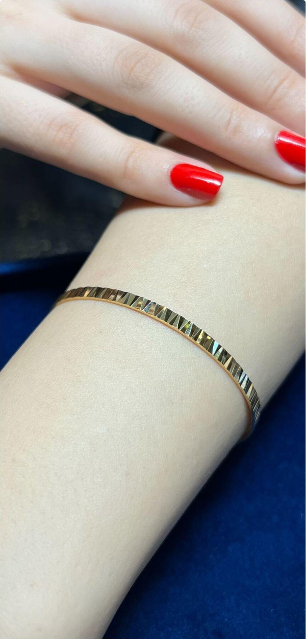 Kuyumcu Nurettin 9 gr (Gram) Ters Düz Desenli Kibrit Çöpü Bilezik Yatırımlık İşçiliksiz 22 Ayar Altın