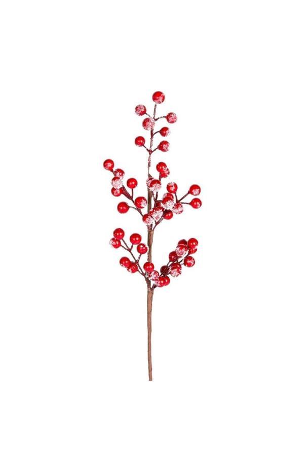 Yılbaşı Çiçeği Pike Berry Karlı Kırmızı 40 Cm - Image 1