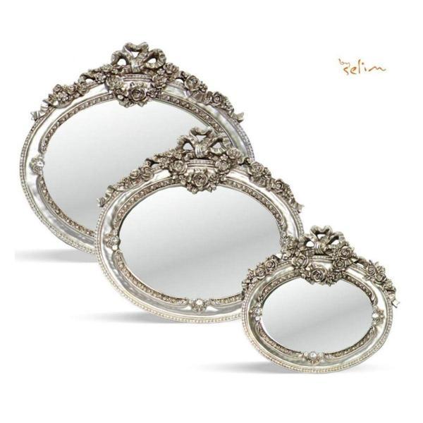 Selim Dekor Çiçek 3'lü Ayna Gümüş - Image 1