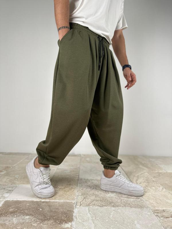 Pileli Haki Yarım Şalvar COC2090 - Image 1