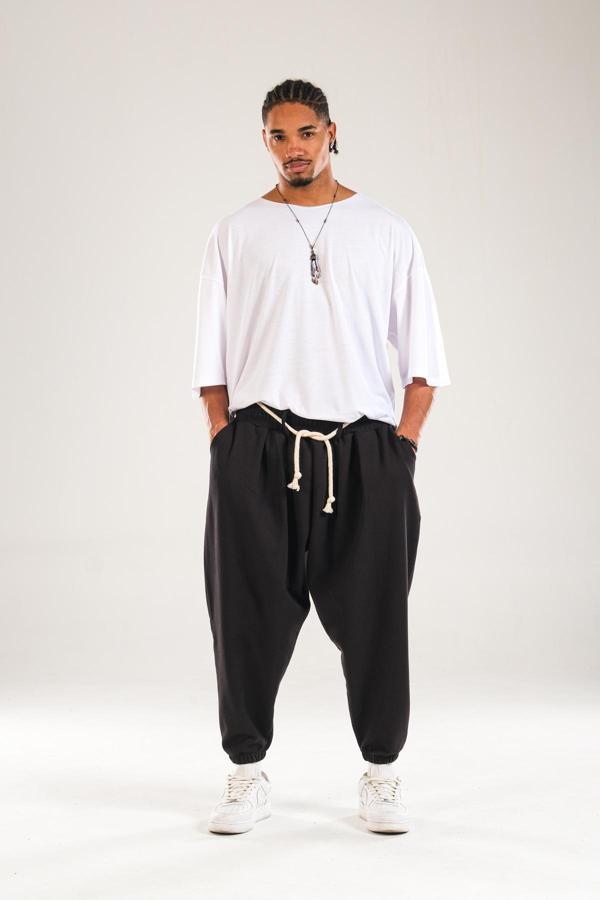 Halat Kemerli Pileli Jogger Pantolon COC1130 - Image 1