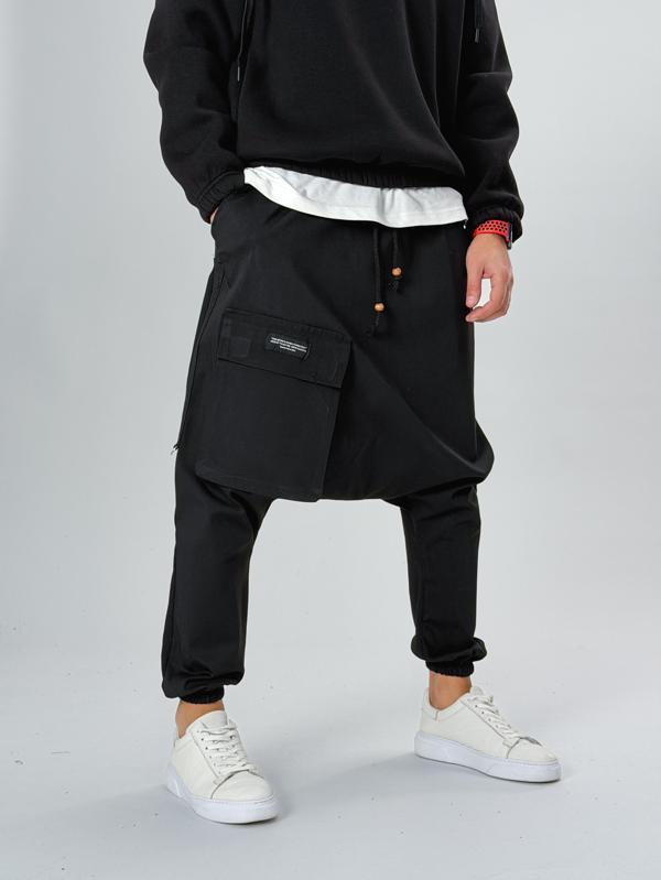 Tasarım Büyük Cepli Erkek Siyah Şalvar COC2557 - Image 1