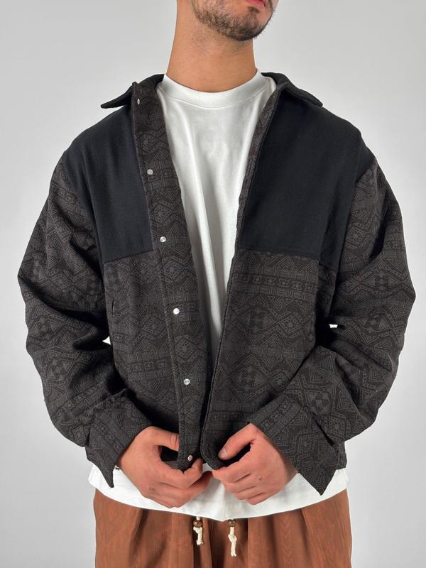 Koyu Kahve Etnik Desenli Tasarım Erkek Ceket COC1072 - Image 1