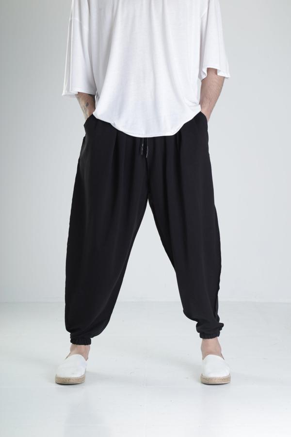 Pis Dikiş Siyah Pileli Yarım Şalvar COC2097 - Image 1