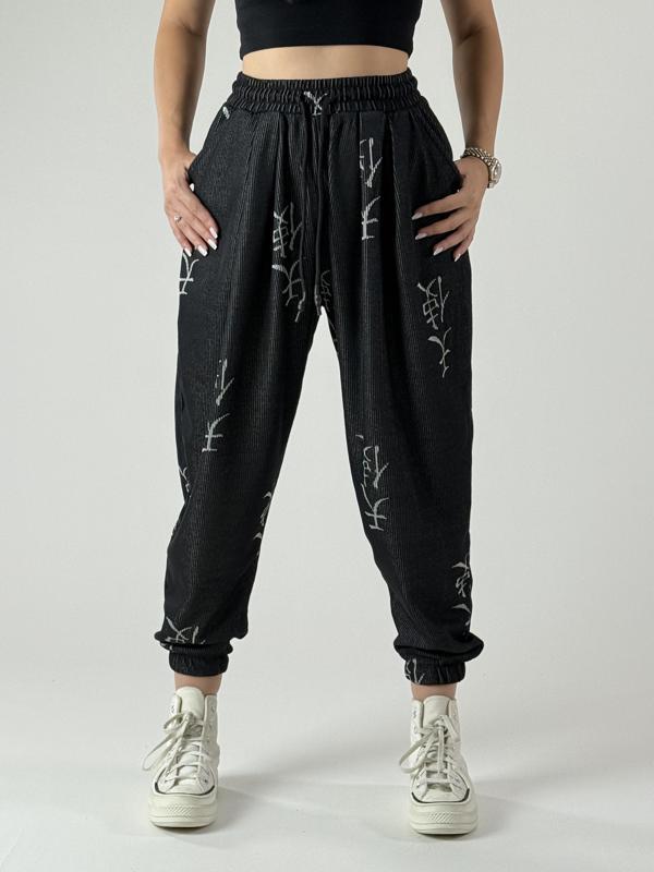 Chinese Desenli Antrasit Kadın Jogger Pantolon COC1001 - Image 1