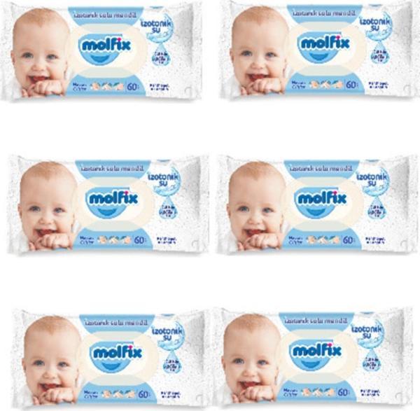 Molfix Izotonik Sulu Islak Mendil Hassas Ciltler Için 60'lı 6 Paket - Image 1