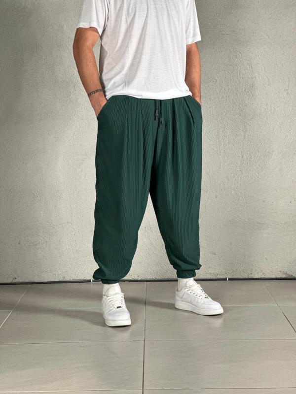 Fitilli Kumaş Yeşil Pileli Yarım Şalvar COC1666 - Image 1