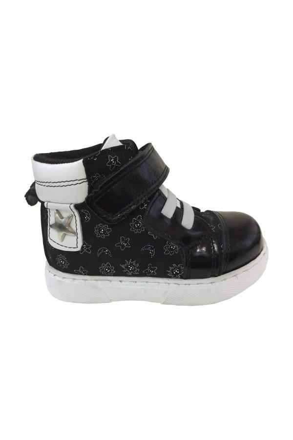 OrtopedikAL 1001 Ridente Siyah Baskılı Bebe Kız Çocuk Bot % 100 DERİ Lastik Ve Cırtlı - Image 1