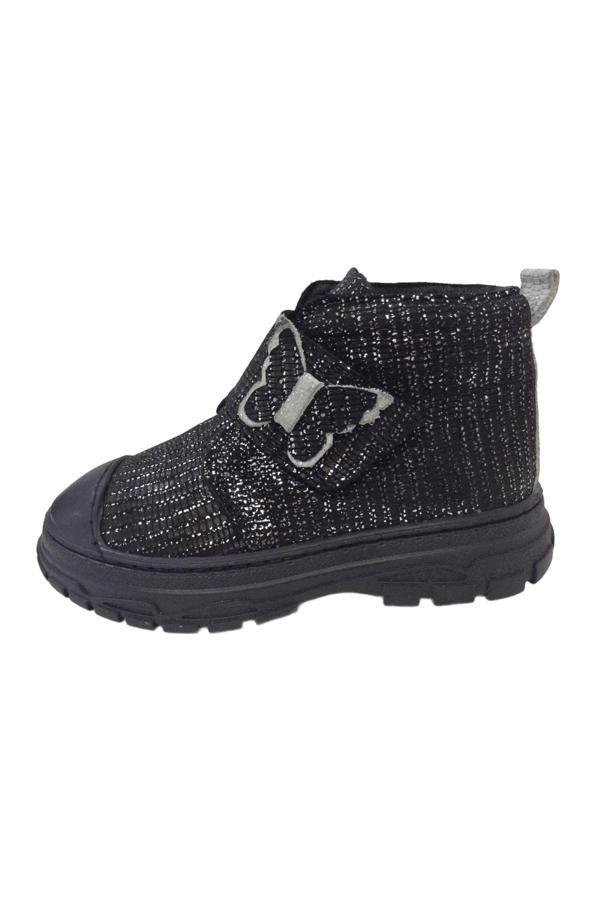 OrtopedikAL 1001 Ridente Siyah Simli Parlak Patik Kız Çocuk Bot % 100 DERİ Kalın Tek Cırtlı - Image 1