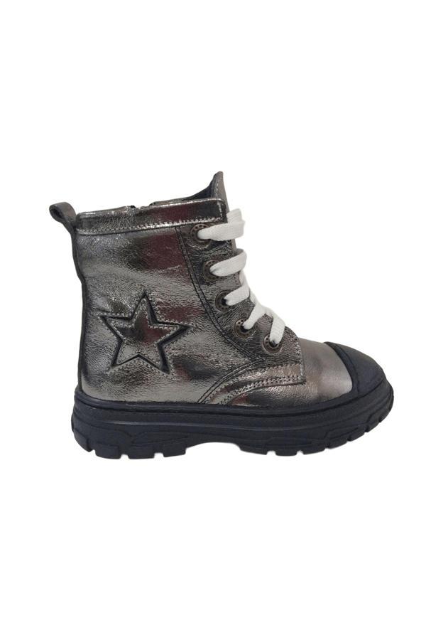 OrtopedikAL 1001 Ridente Platin Yıldızlı Patik Kız Çocuk Bot % 100 DERİ Bağcık ve Fermuarlı - Image 1