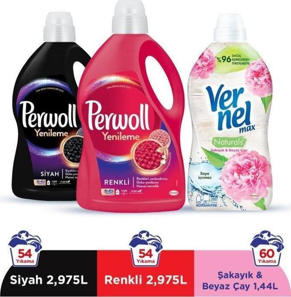Perwoll Sıvı Çamaşır Deterjanı 2 x 2.97 (108 Yıkama) Siyah+Renkli+Vernel Max 1440ml Şakayık - Image 1