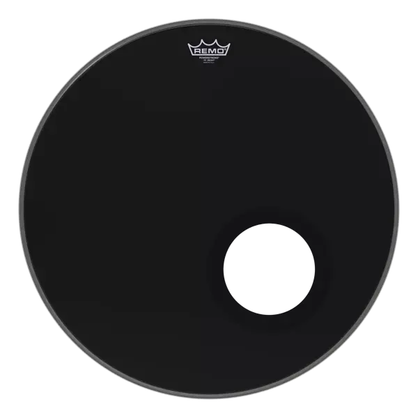 REMO POWERSTROKE® 3 EBONY® 22 İnç Siyah Delikli Bas Davul Derisi - Image 1