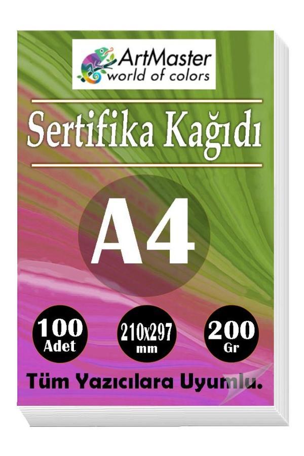 A4 Sertifika Kağıdı 100 Adet Gramajlı Fotokopi Kağıdı 200 gr Tüm Yazıcılara Uyumlu 21x29.7 cm Kalın Baskı Kağıdı Kalın - Image 1