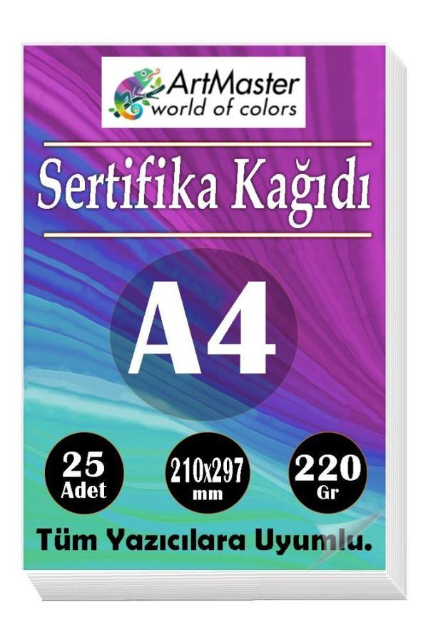 A4 Sertifika Kağıdı 25 Adet Gramajlı Fotokopi Kağıdı 220 gr Tüm Yazıcılara Uyumlu 21x29.7 cm Kalın Baskı Kağıdı Kalın - Image 1